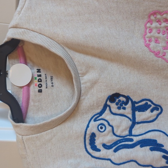 Boden Beige Top with Blue and Pink Dog Motif - Picture 6 of 7